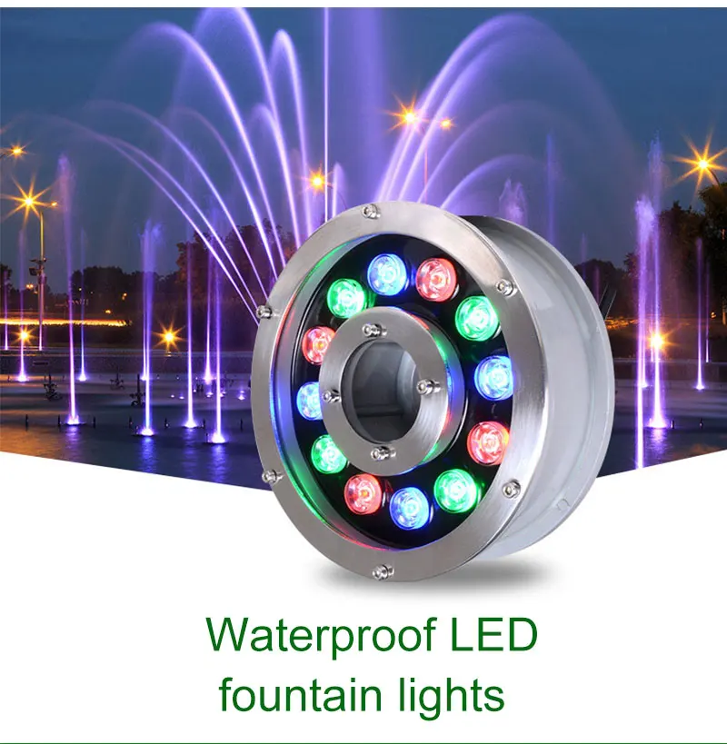 best underwater boat lights Led Fountain Light 6w 9w 12w 18w Swimming Pool Accessories Underwater Fountains Ip68 Waterproof Decorative Lamp For Pools submersible led lights with remote