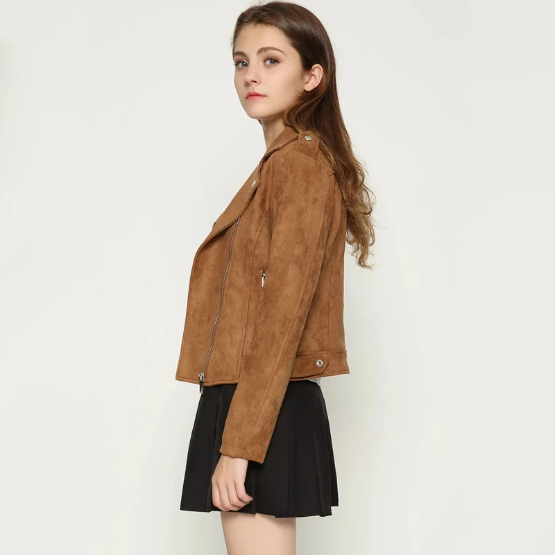 Женская замшевая куртка TMODA271 из искусственной кожи на осень и зиму женская