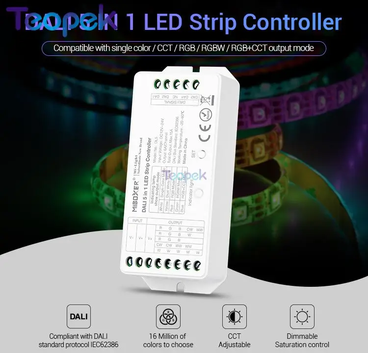 MiBOXER DALI 5 в 1 Светодиодная лента управления Лер DL5, DC 12~ 24V совместимый DP1 DP2 DP3 пульт дистанционного управления/DALI Bus power Supplly