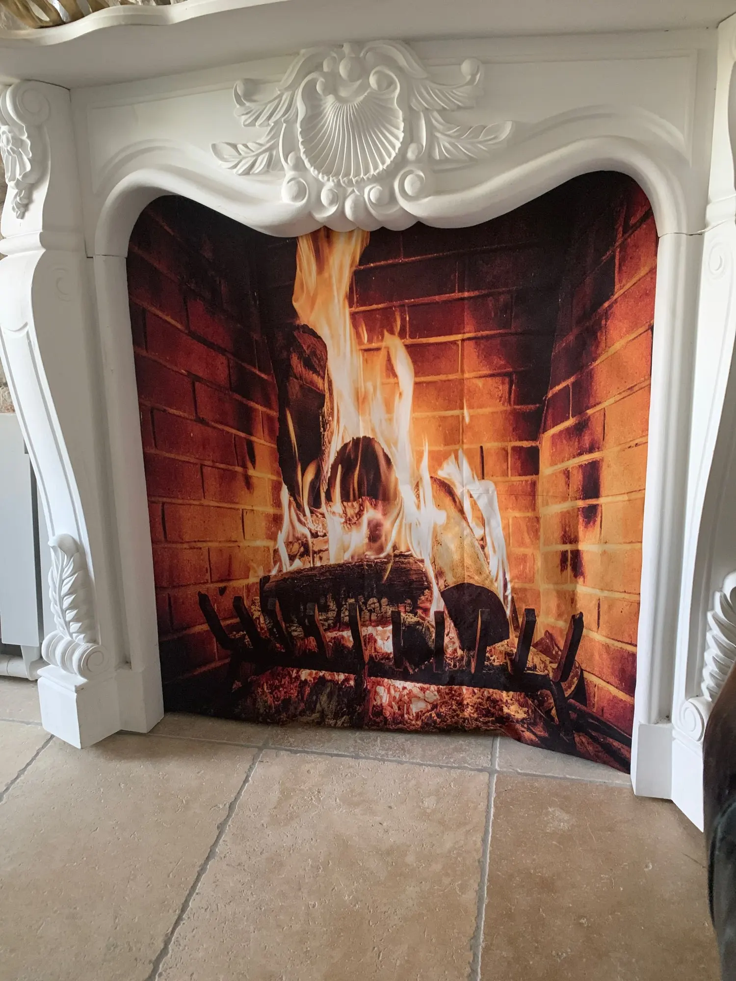 Photo Backdrop Laeacco Winter Brick Fireplace Wood Burning
