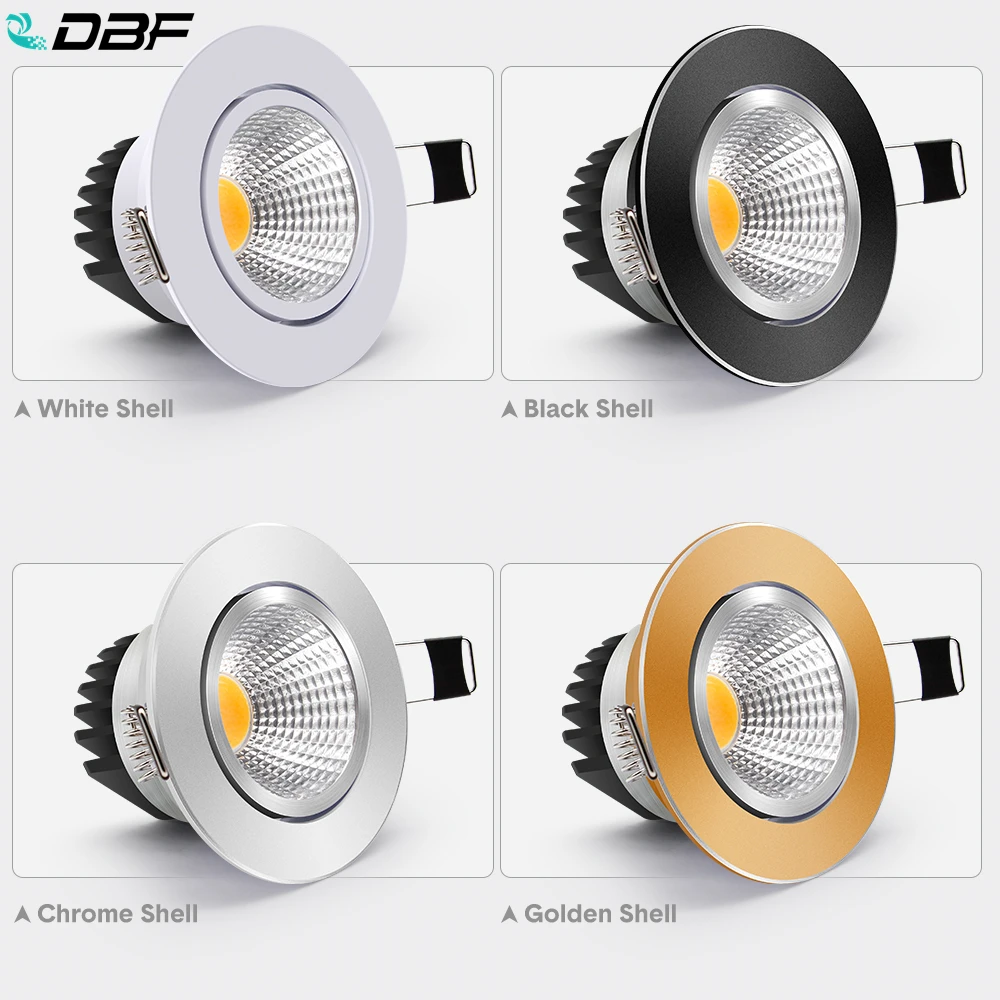 

[DBF] 4 Colors Dimmable Recessed LED COB Downlight 6W 9W 3000K/4000K/6000K Decoration Ceiling Spot Lamp AC 110V 220V for Kitchen