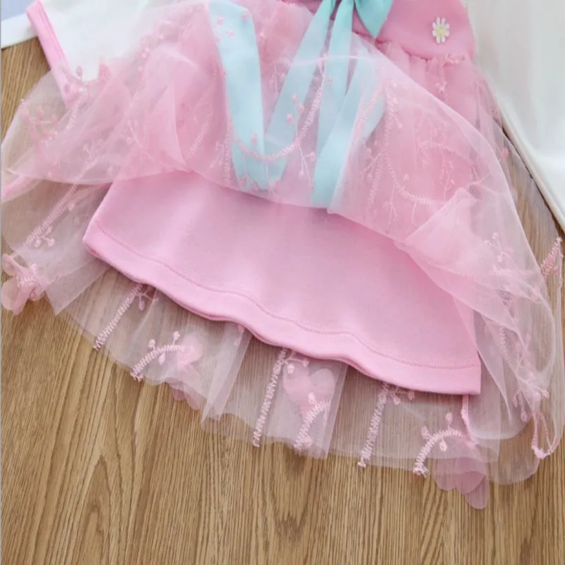 Hanfu/Новинка; осеннее кружевное платье с длинными рукавами в китайском стиле для дня рождения; Сетчатое платье принцессы для вечеринки; милое детское платье
