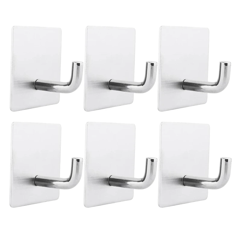 

Self Adhesive Hooks 8 Pack, Bathroom Towel Hooks, Office Hooks Hanging Keys Stainless Steel Heavy Duty Wall Hook, Apply to Bathr