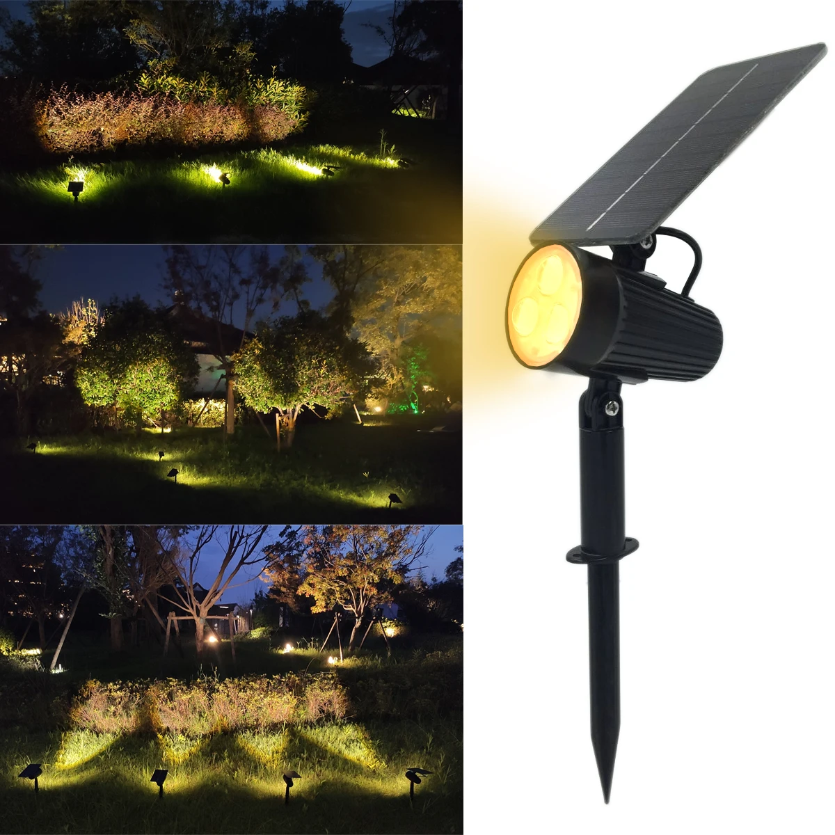 Solar Spotlight Waterproof Solar Outdoor Landscape Light 2 Power Modes Auto ON/Off Night Lights for Patio Yard Garden Decoration