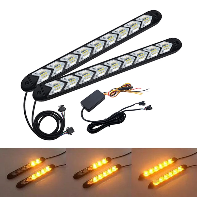 

2PCS DRL Daytime Running Light Super Bright Waterproof Headlight Dual Colors Car Styling Dynamic Sequential Brake White Yellow