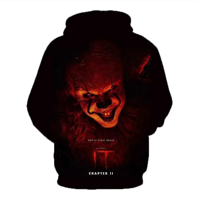 IT Chapter Two толстовки с капюшоном с 3D принтом это клоун триллер ужас пуловер на тему фильма для мужчин и женщин модные повседневные негабаритные толстовки