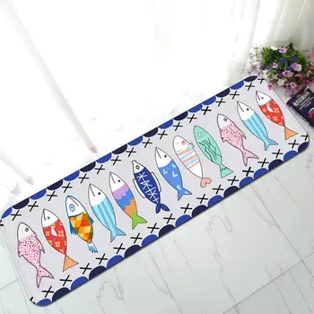

"Every Year There Are Fish" Flannel Kitchen Water-absorbing Anti-slip Mats Kitchen Mat Bath Carpet Floor Mat Entrance Doormat