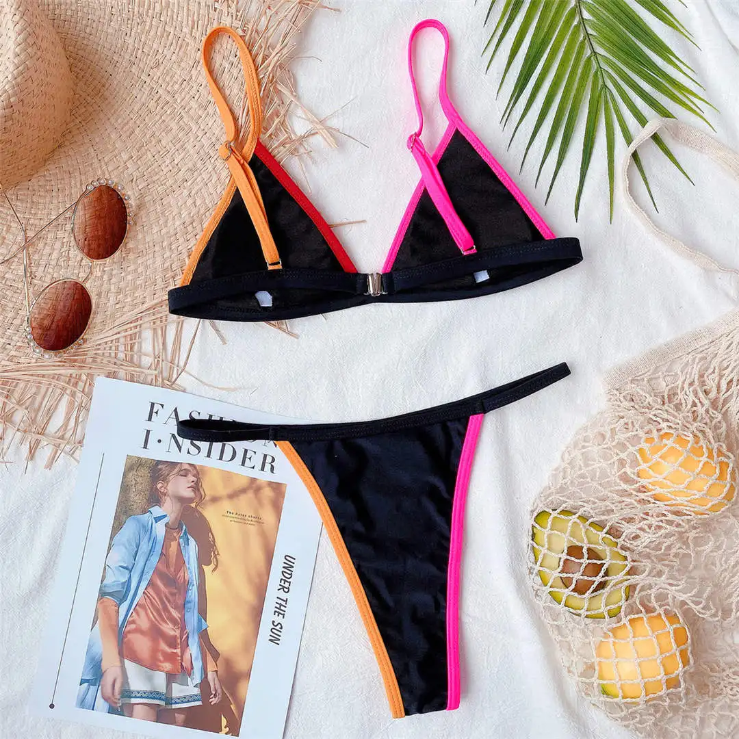 2020 Neon Green Bikini Women Swimwear Female Swimsuit Two-pieces Bikini set High Leg Cut Thong Bather Bathing Suit Swim V2445