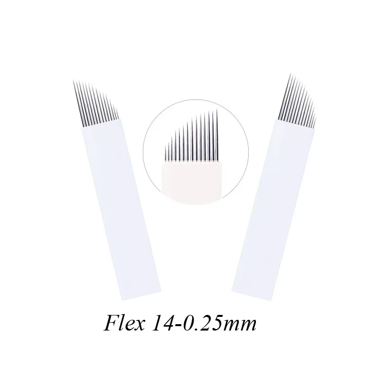 

50pcs 14 Pins Sloped 0.25mm Disposable Microblading Needles Permanent Makeup Needles for Manual Tattoo Pen Eyebrow