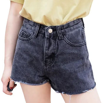 

Wide-leg Denim Shorts Women Summer 2019 New Streetwear Boyfriend Loose High Waist Frayed Pockets Shorts Plus Size