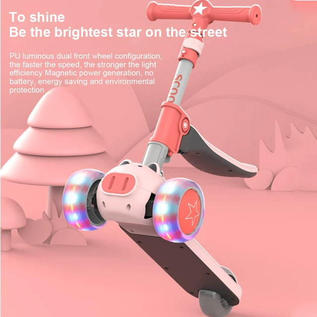 Children'S Tricycle Scooter Three In One Scooter Baby Tricycle Kids'S Ride-On Toys Kick Scooter 3 Wheels Children'S Scooter Gift 4