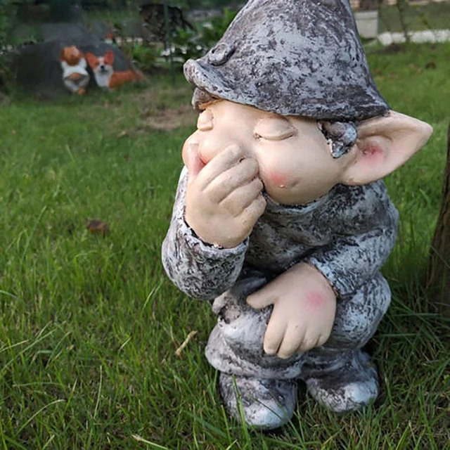 Kerti Szemtelen Elf Karakter Miniatűr Gnóm Vicces Gyanta Figurák Villa Otthoni Udvar Törpe Szobor Dekorációs Kellékek Kézműves