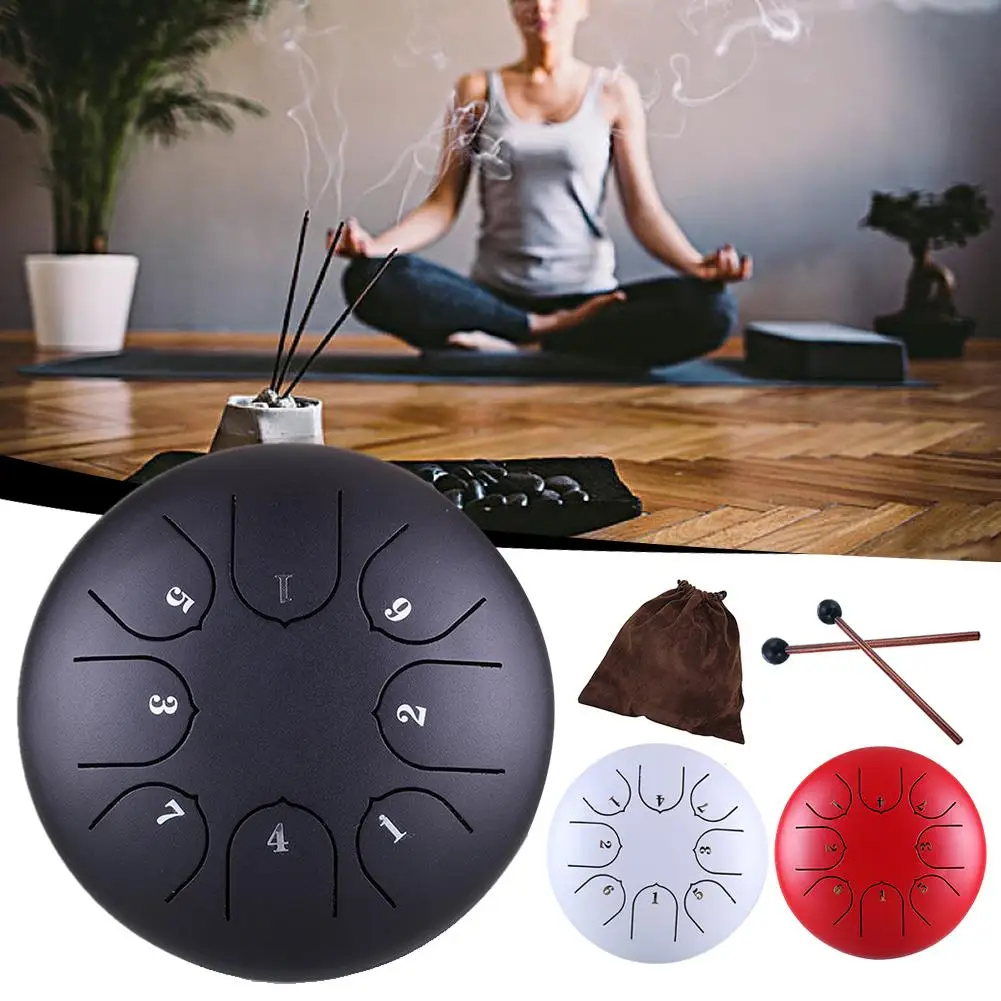 

6-8 Inch Tongue Drum Steel Hand Pan Drum with Mallets Carry Bag Percussion Instrument Handpan Hand Tankdrum for Self-cultivation