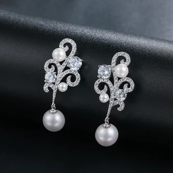 

New Brilliant Bridal Waterdrop Cubic Zirconia Earings Big Luxury Crystal For Elegant Women Wedding Jewelry Gift