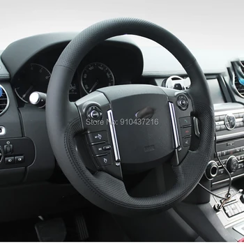 

For Land Rover Range Rover Discovery 4 DIY Black Perforated Suede Leather Hand sewing Steering Wheel Wrap Cover