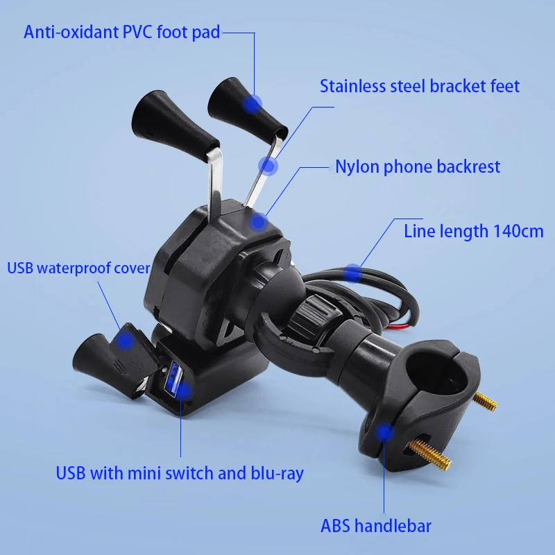 Motorcycle Mobile Phone Holder Mount Support With USB Charger 360Degree Rotation for Moto pouch 3.5-6.5 inch GPS bracker best mobile holder for car