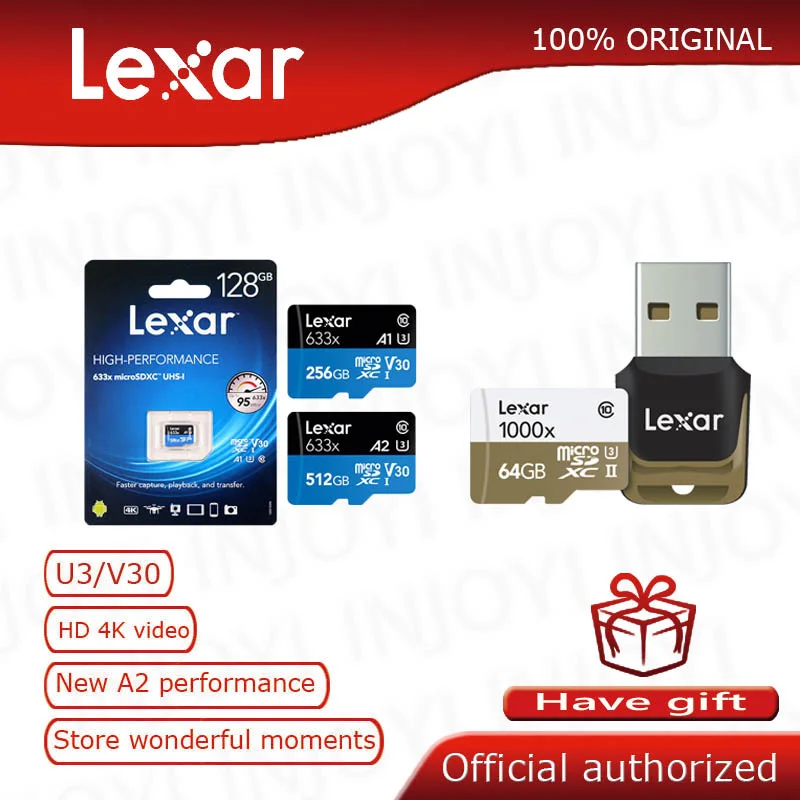 TF карта Lexar 633x 1000x 32/64/128/256/512/1080 ГБ класс 10|Карты памяти| |