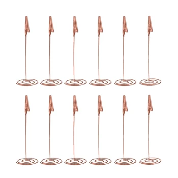 

4.5 Inch Place Card Holders,12Pcs Table Number Stand Table Card Holder Wire Table Picture Photo Holder with Heart Shape Menu Mem