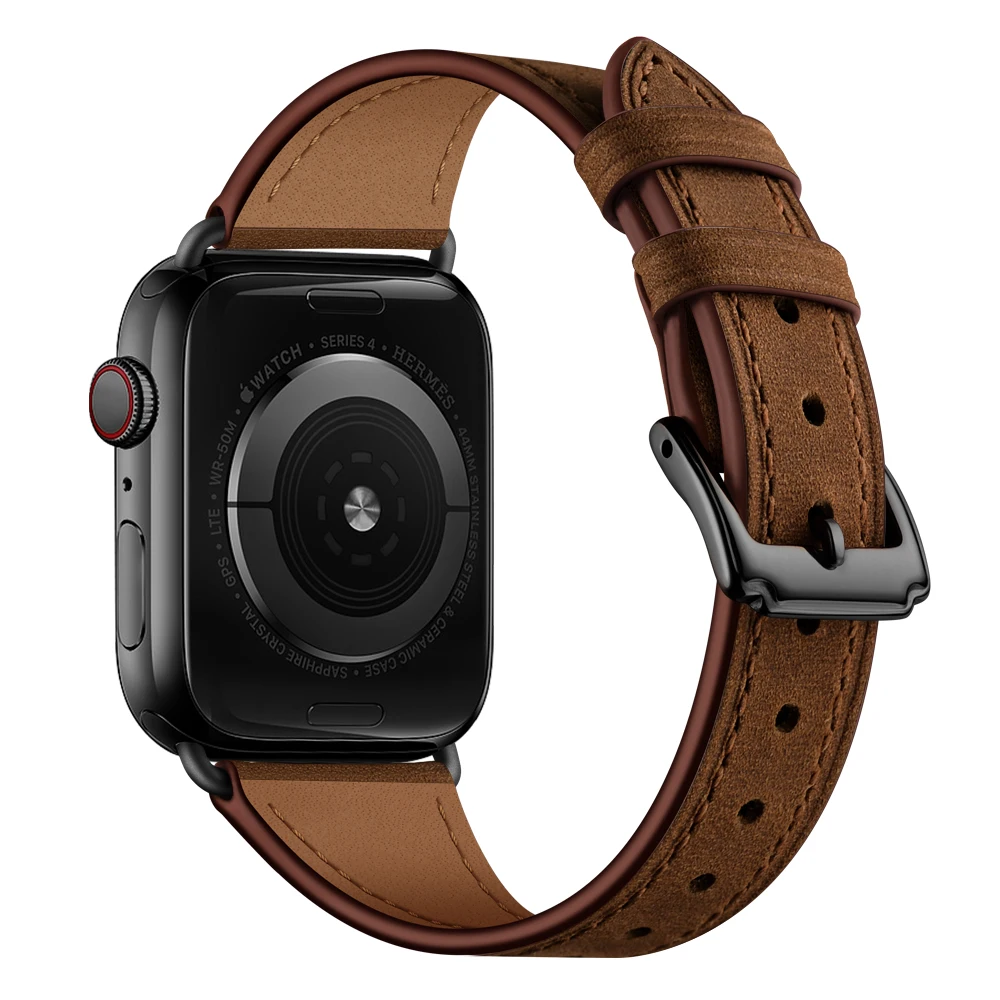 retro dark brown Для apple watch Band series 5 сменный ремешок из натуральной кожи совместим с iwatch series5 40 мм 44 мм браслет - Цвет ремешка: retro dark brown