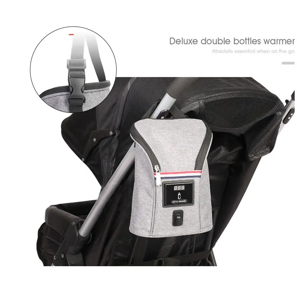New 12V Car Charger Double Bottle Warm Milk Heater Portable Baby Infant Bottle Warmer Baby Nursing Bottle Insulated Storage Bag