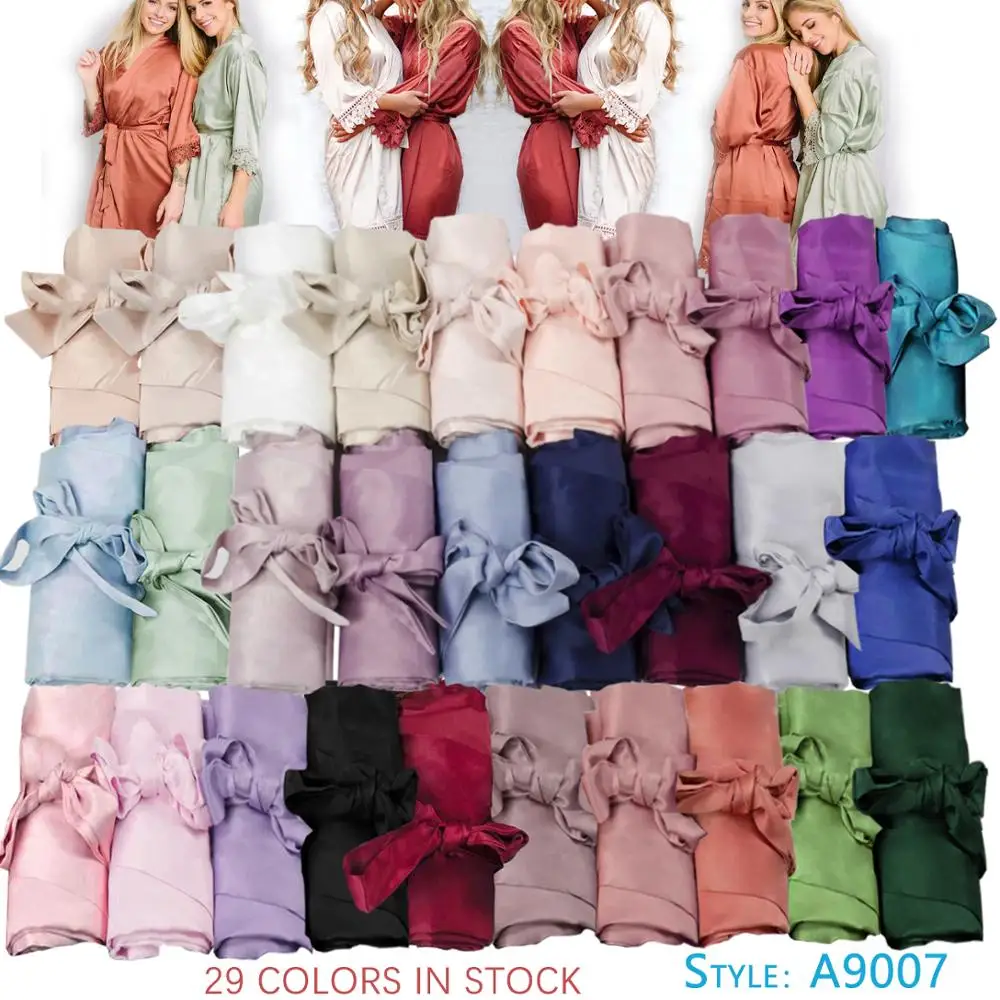 A9007 Wedding mother of the bride Lace Satin women Lace morning Bridesmaid robe