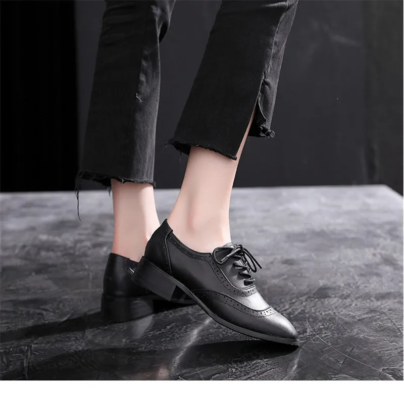 Handmade Big Size 32-42 Women Oxfords Shoes Vintage Genuine Leather Brogues Oxford Shoes For Woman British Carved Ladies Oxfords (28)
