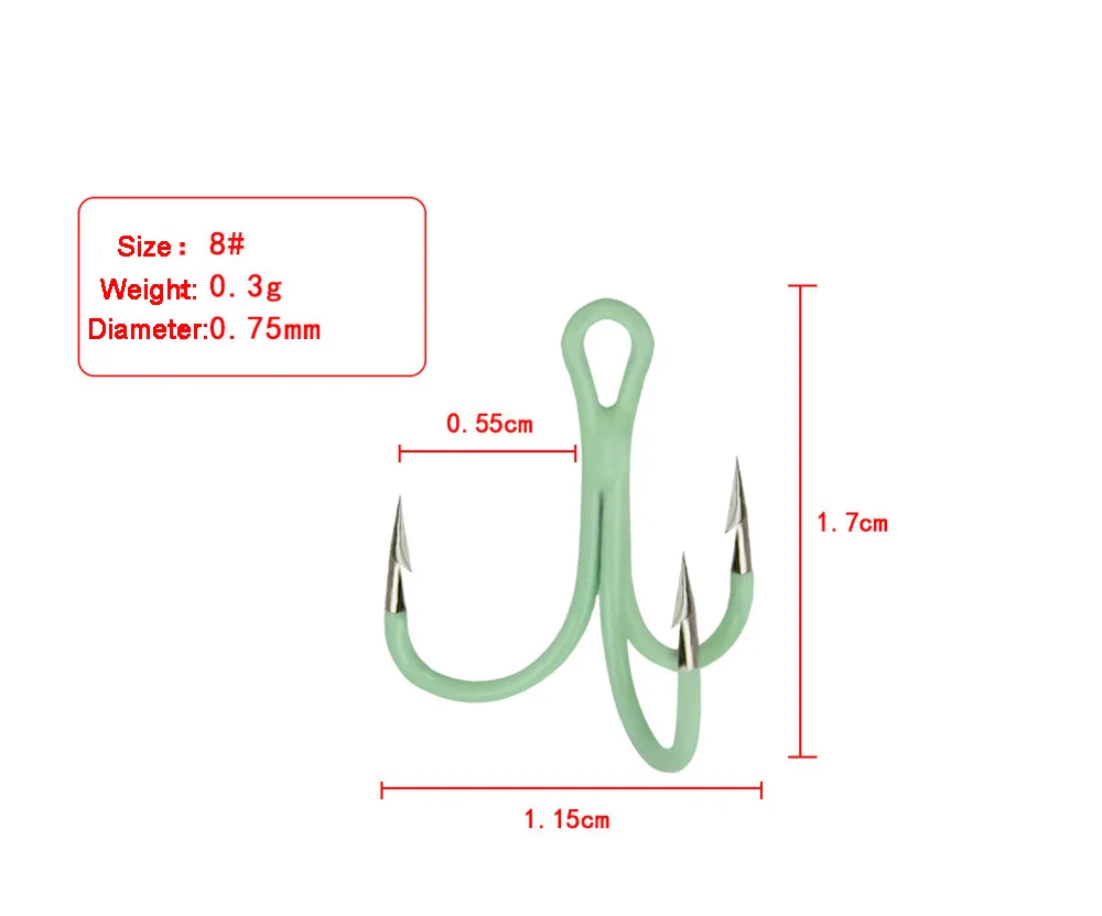 50 шт./кор. светящийся рыболовный крючок из высокоуглеродистой стали 2#4#6#8#10# рыболовные крючки тройной колючей крючок рыболовные снасти