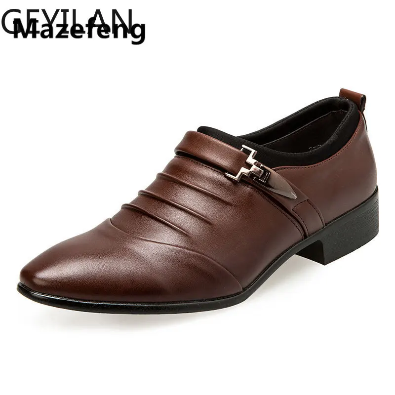 

Mazefeng Fashion Elegant Shoes for Mens Shoes Metal Large Sizes Men Formal Shoes Leather Men Dress Loafers Man Slip on Masculino