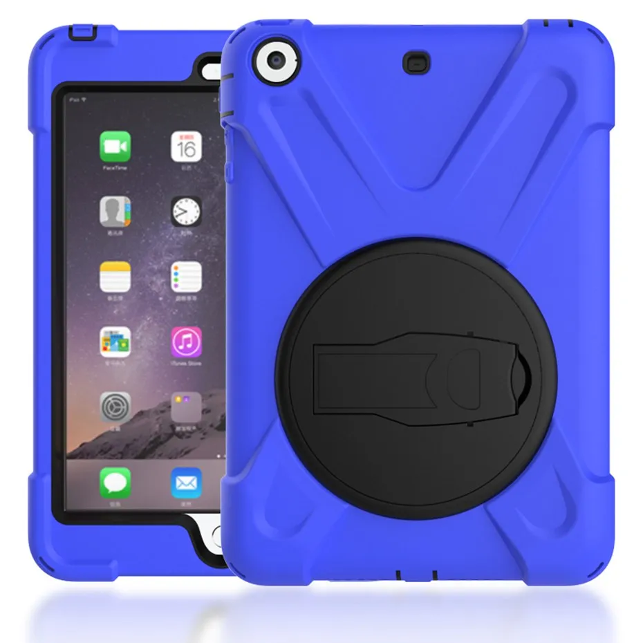 blueshockproof Чехол для ipad mini 1 2 3 ручной ударопрочный чехол для всего тела с ручкой и подставкой для ipad mini чехол покрытие - Цвет: blueshockproof