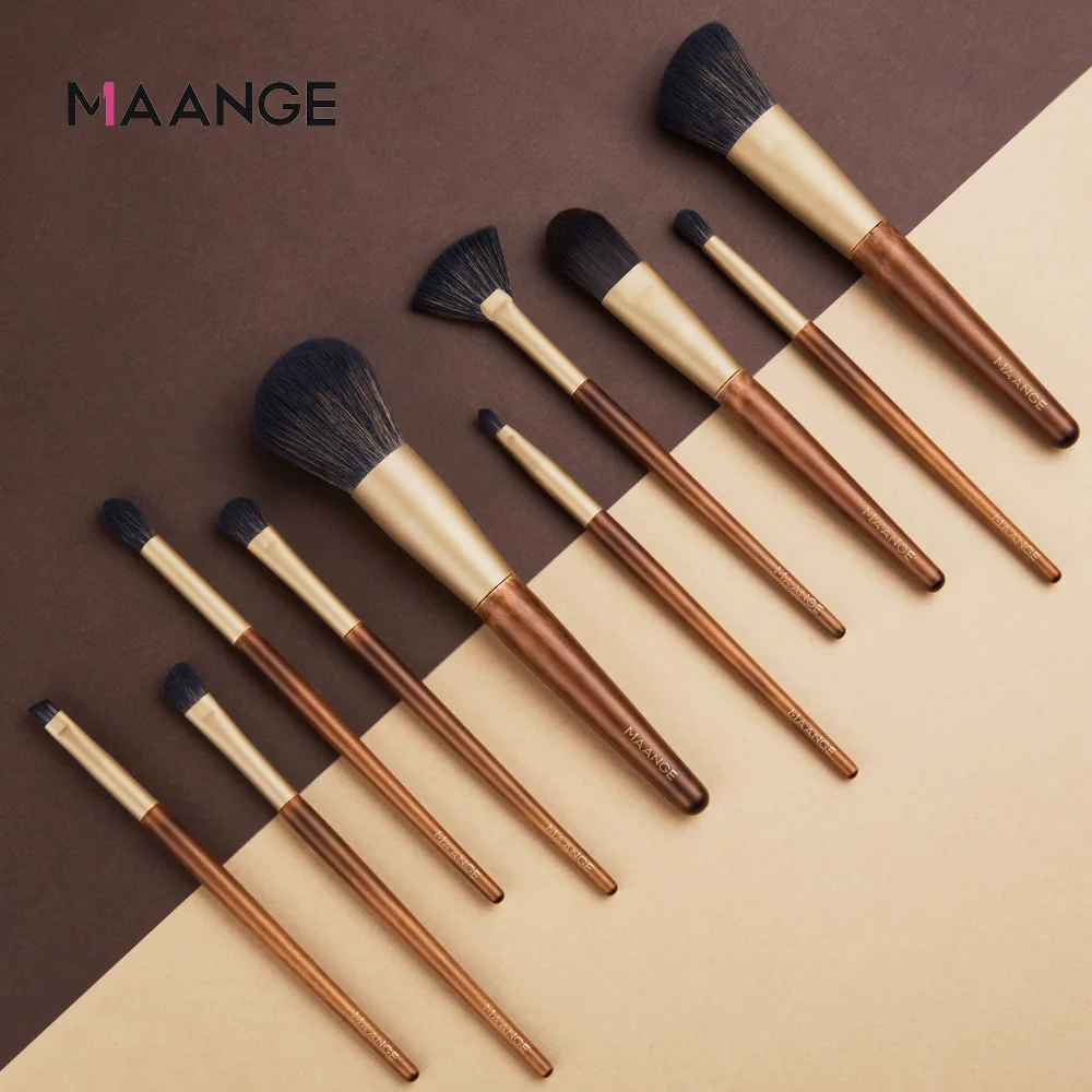Набор кистей для макияжа MAANGE Pro 10/1 шт. пудры основы теней губ искусственные волосы