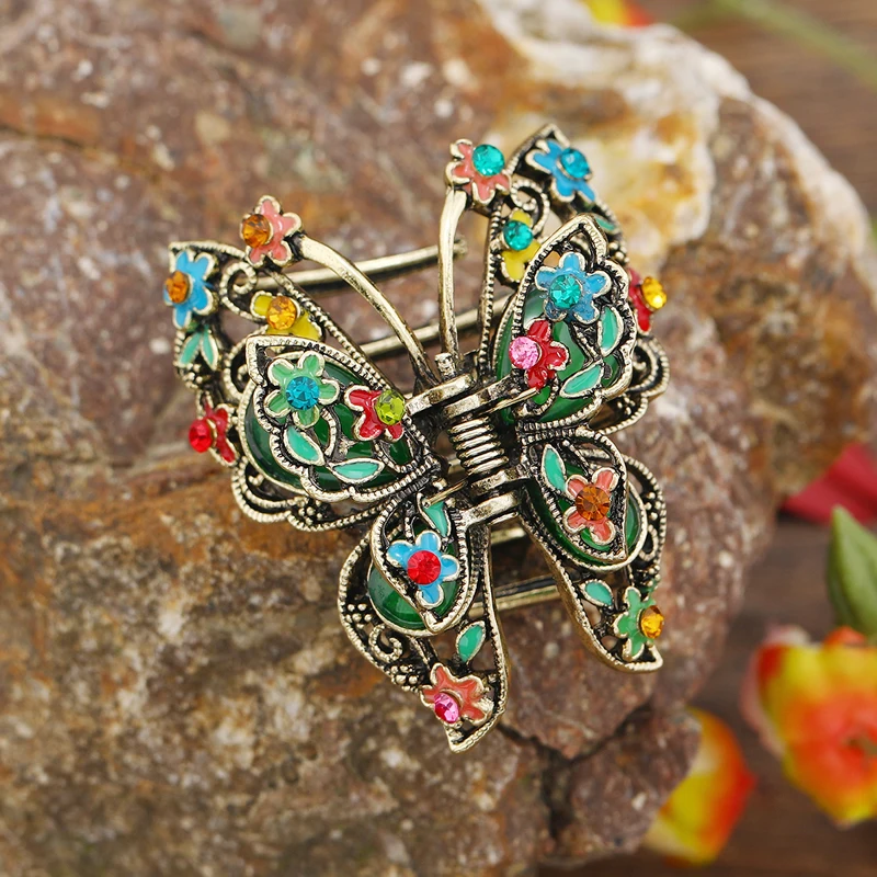 Vintage Resin Stone Butterfly Hair Claw Crab for Women Hair Clip Big Craw Accessories jewelry accessories hair accessory hair clip