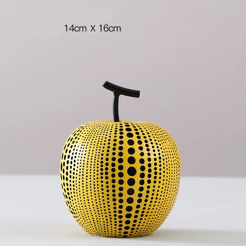 B 14X14X16CM Yayoi Kusama желтое лицо черная волна точка Груша Тыква моделирование фрукты смолы декор дома абстракция предметы мебели X3471 - Цвет: B 14X14X16CM