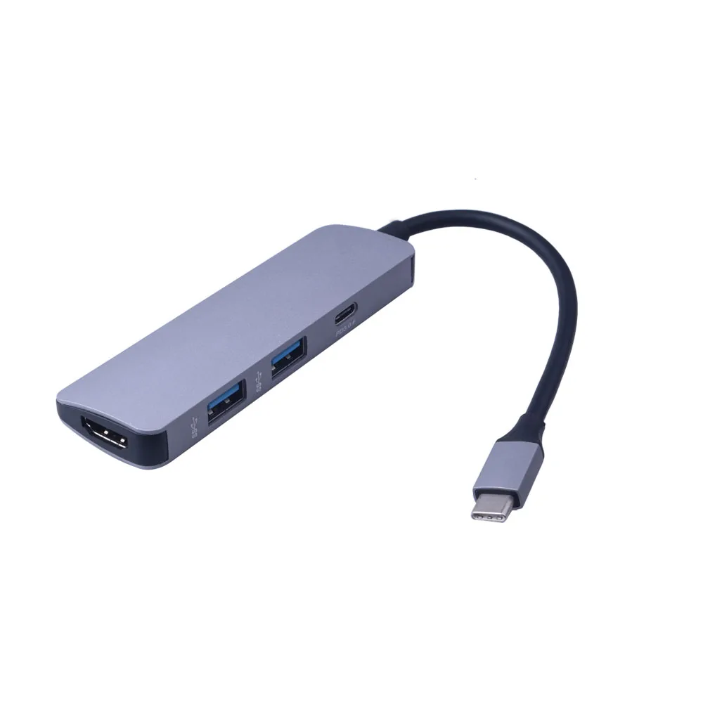 Тип-C эспандер 5 в 1 USB-C к HDMI 4K 2xPorts USB 3 0 + 1xPD док-станция кабель для зарядки