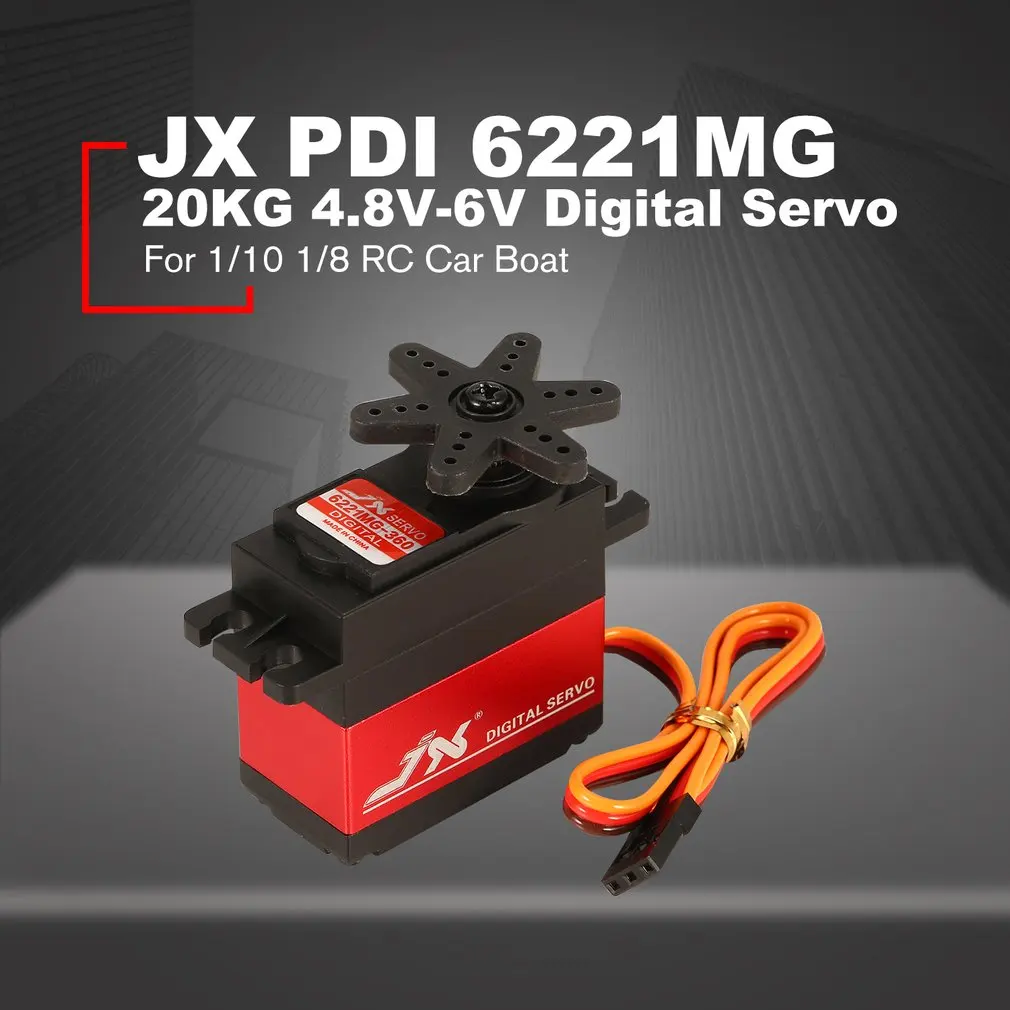 JX PDI 6221 мг для детей до 20 кг по самой низкой цене, 4,8 V-6 V большой крутящий момент 360 градусов цифровой сервопривод для 1/10 1/8 RC автомобиль Лодка запасных Запчасти аксессуары