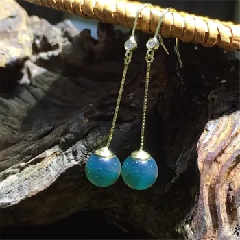 

earings fashion jewelry 2020 Natural Mexican blue amber simple pendant 925 sterling silver earrings bijou earrings for women