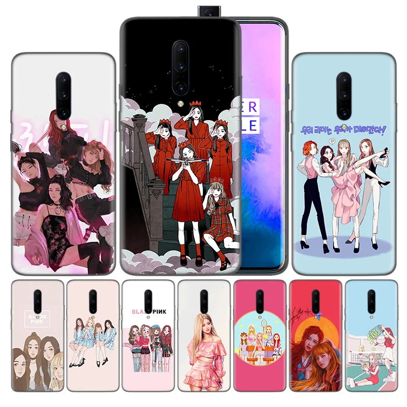 

Luxury Silicone Cell Phone Case For Oneplus 6 6T 7 7 Pro 5G TPU Black Soft Back Cover Protective BLACKPINK Kpop Anime