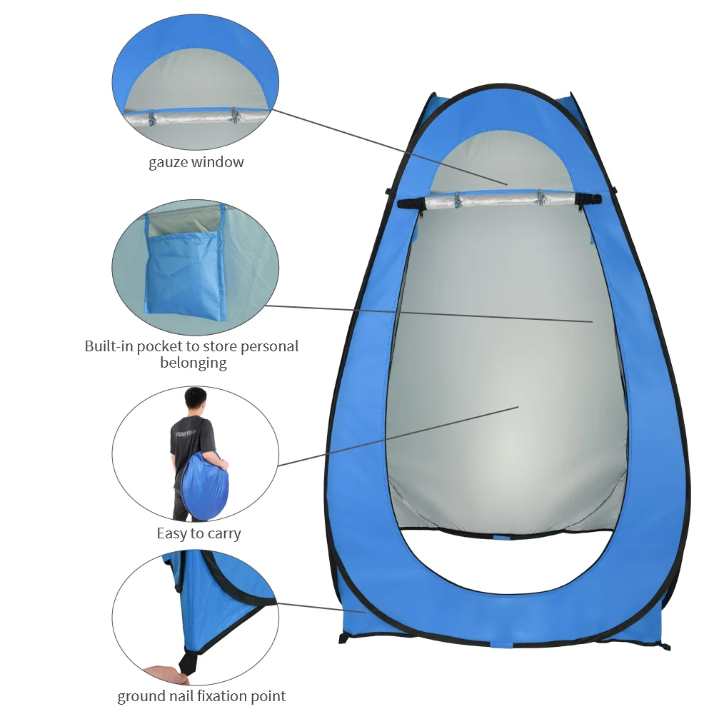 

1-2 Person Portable Pop Up Toilet Shower Tent Changing Room Dressing Tent Camping Shelter Blue