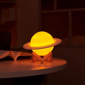 

Rechargeable 3D Printing Saturn Lamp Home Decoration Bedroom LED Night Light With 16 Colors Children Room Night Light