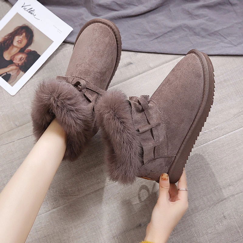 Plush Snow Boots Women Winter Shoes Keep Warm Ankle Boots Non Slip Waterproof Casual Short Booties for Ladies Black Brown