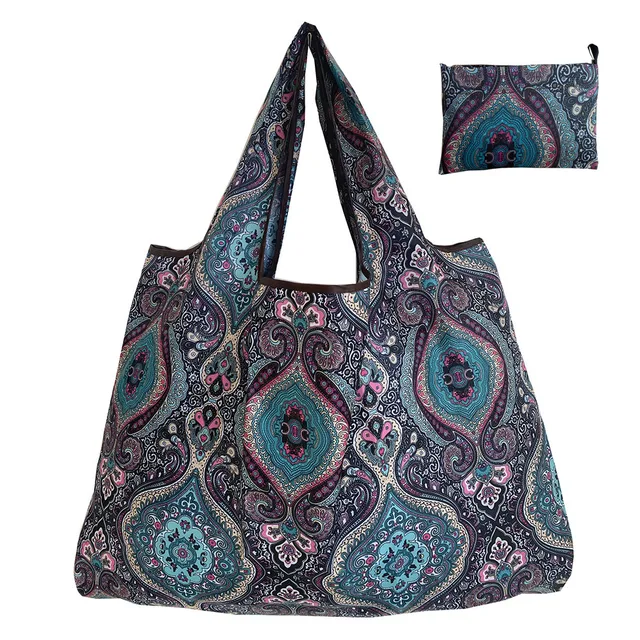 Foldable Shopping Bag Reusable Grocery Bag Tear-Proof Nylon Bag Suitable For Grocery Recycling Gift Bag Large 22004