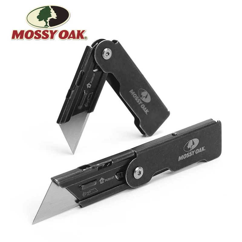 Mossy Oak 2pc Folding Utility Knife Set Stainless Steel Knife For Cutting Box Paper Quick Change Blade Knife Folding Utility Knife Knife For Cuttingknife Set Aliexpress