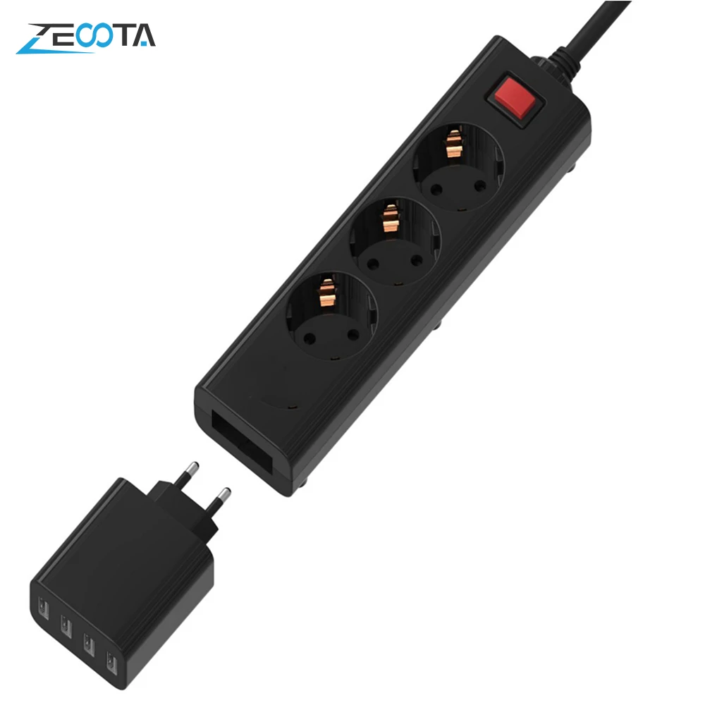 Мощность полосы несколько розетка с USB 3 ЕС розетки 4 Порты съемный Быстрый