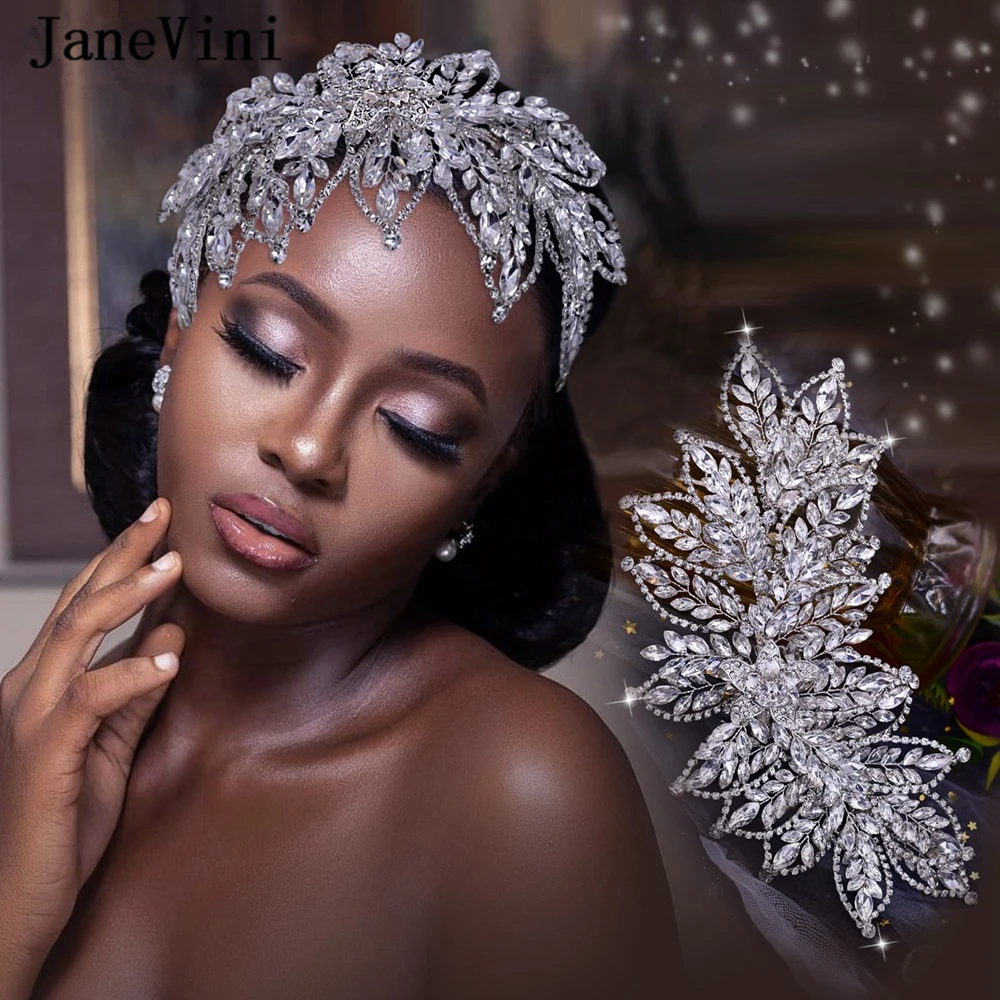 

JaneVini Luxury Rhinestone Bridal Headpiece Pageant Crowns Bling Crystal Headband Women Tiaras Wedding Jewelry Hair Accessories