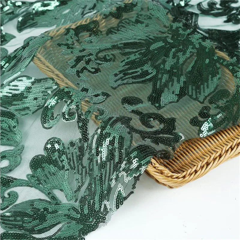 Lace165 Green Embroidered Mesh Yarn Sequined Fabric Fashion Women's Dresses Stage Dress Wear Decorative Fabrics Wedding | Дом и сад