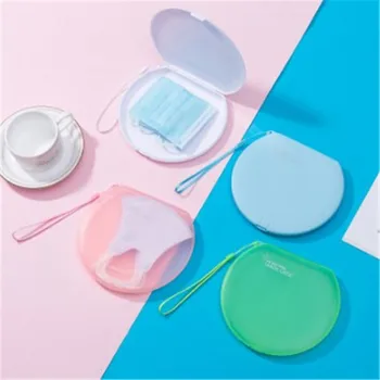 

Portable KN95 Round Frosted Mask Storage Box Student Creative Portable Mask Storage Case Stylish Mask Box Holder