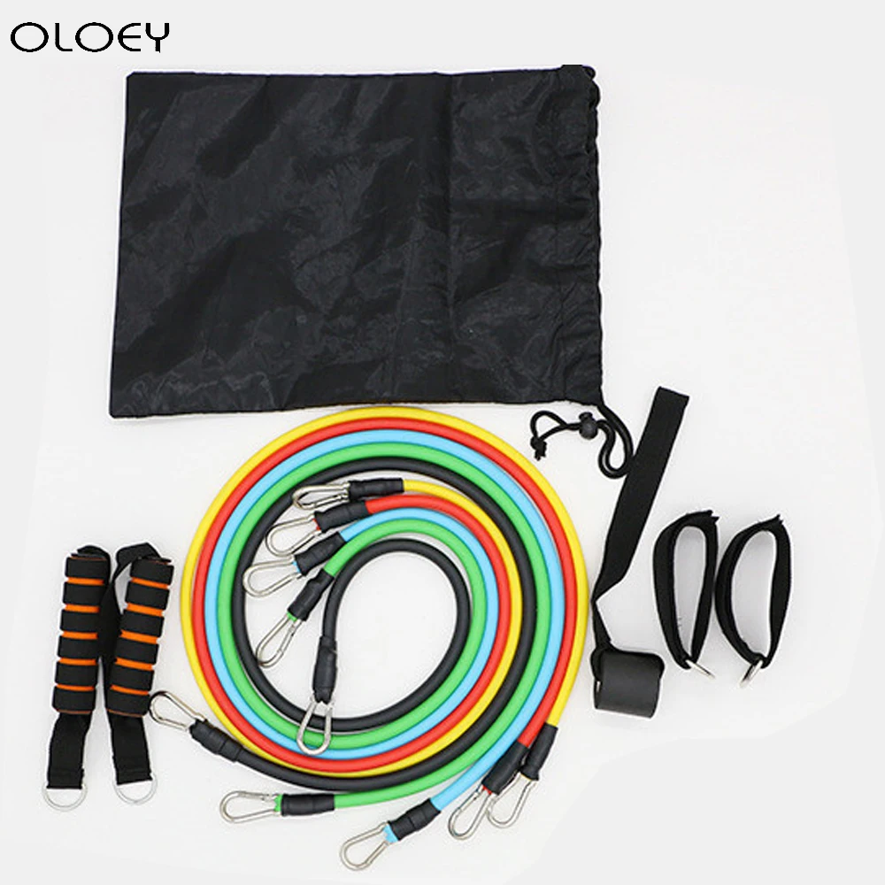

11Pcs/Set Latex Resistance Bands Gym Door Anchor Ankle Straps With Bag Kit Set Yoga Exercise Fitness Band Rubber Loop Tube Bands