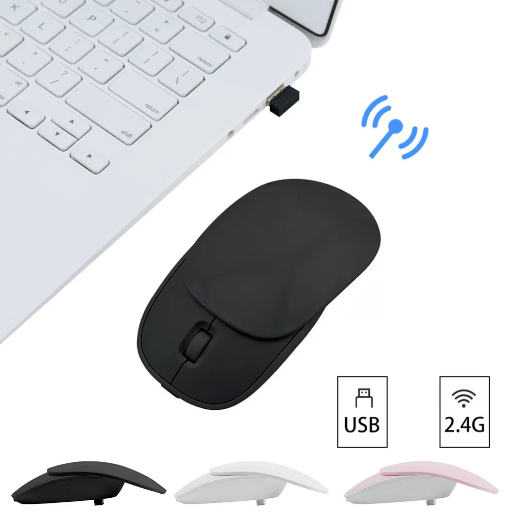 Двойной режим USB+ 2,4G Беспроводная перезаряжаемая скользящая крышка Беспроводная игровая мышь Мыши для ПК ноутбука 1600 dpi опционально нажмите тишину