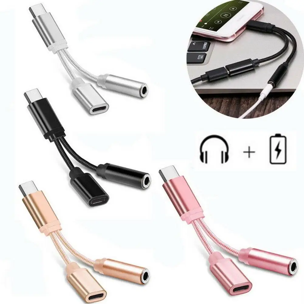 

3in1 USB Type C To 3.5mm Jack Audio Splitter USB C LeEco Nubio 6 Earphone Adapter Cable Z17 For Mobile Xiaomi Phone Motorol Q6B9
