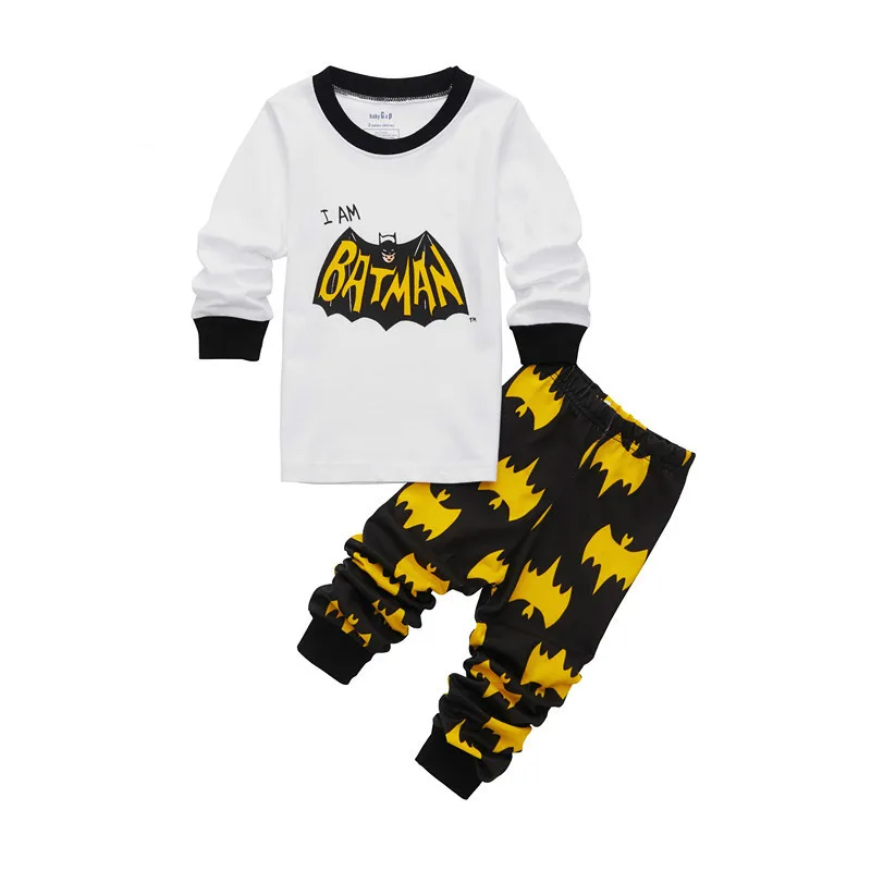 Популярная одежда для маленьких девочек, пижамы, комплекты одежды для сна для мальчиков, одежда с Бэтменом, штаны, Хлопковая пижама с длинными рукавами и рисунком - Цвет: Color P