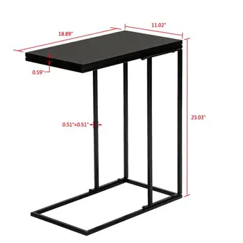 

Artisasset Black MDF Countertops Grey Wrought Iron Base Single Layer Snack Table Living Room Side Table